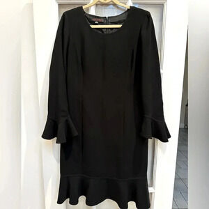Anne Klein Formal Midi Dress Ruffle Hem Bell Sleeves Cocktail Party Size 8 Med